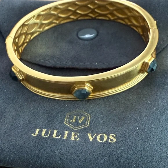 Julie Vos /Retired bangle hinged bracelet with iridescent glass stones *firm*💕 - Picture 3 of 11